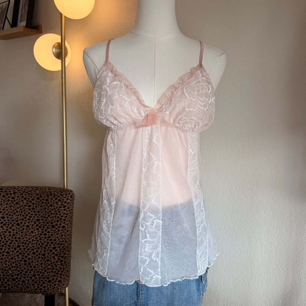 Simply Vera Vera Wang Pink Lace Babydoll Camisole Size L